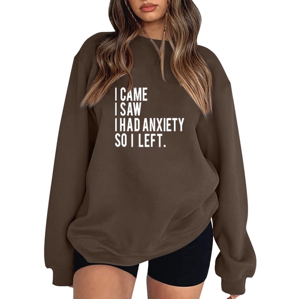 Gibobby Sudaderas para Mujer Sudaderas de Halloween para mujer playera casual de manga larga(Marrón,CH)