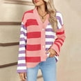 thumbnail image 2 of DondPO Cardigan Sweaters for Women Womens Striped Cardigan Sweaters V Neck Front Button Up Color Block Fuzzy Loose Knit Coats Sweaters for Women Womens Fall Fashion 2024 Red M, 2 of 3