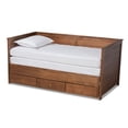 thumbnail image 3 of Baxton Studio Thomas Lit de Jour Extensible en Bois Fini Noyer Brun Classique et Traditionnel Taille Twin à King avec Tiroirs de Rangement, 3 of 5