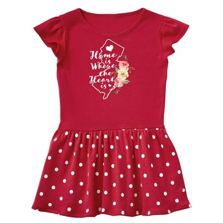 

Inktastic New Jersey Home is Where the Heart is with Watercolor Floral Gift Baby Girl Dress