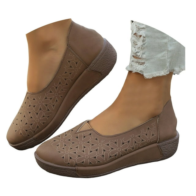 Mepaouo Mocassins à Enfiler pour Femmes, Plateforme Ajourée, Chaussures Plates de Marche, Mocassins de Conduite Décontractés et Habillés