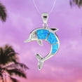 thumbnail image 6 of Gorgeous Hawaiian Large Blue Opal Dolphin Necklace, Sterling Silver Opal Dolphin Pendant, N6031 Birthday Valentine Mom Gift, Statement PC, 6 of 7