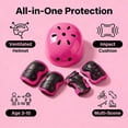 thumbnail image 3 of ULISHKON Toddler-Kids Ultralight Black Helmet with Knee-Elbow-Wrist-Pads, Pink, 3 of 6