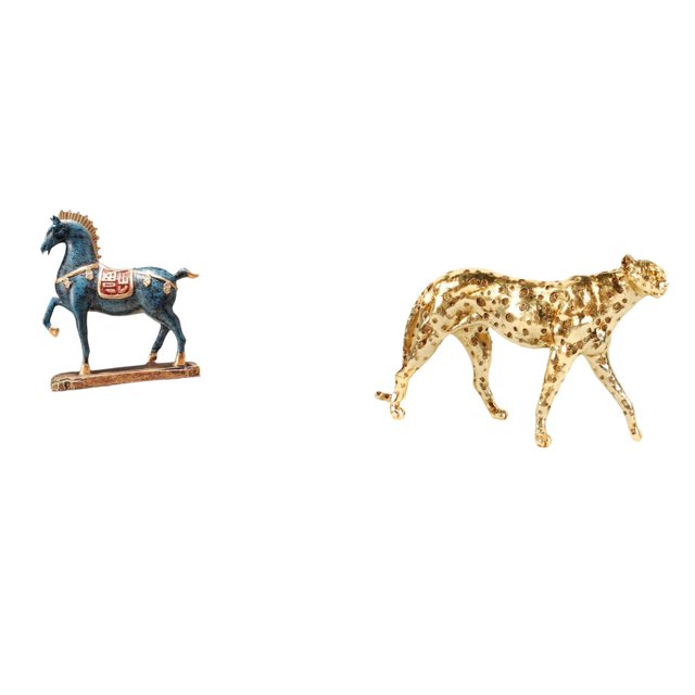 Escultura De Caballo De Pie Y Guepardo Dorado Para Escritorio, Sala De Estar, Estantería, Mesa, Centro De Mesa, Oficina, Hogar, Decoración Feng Shui