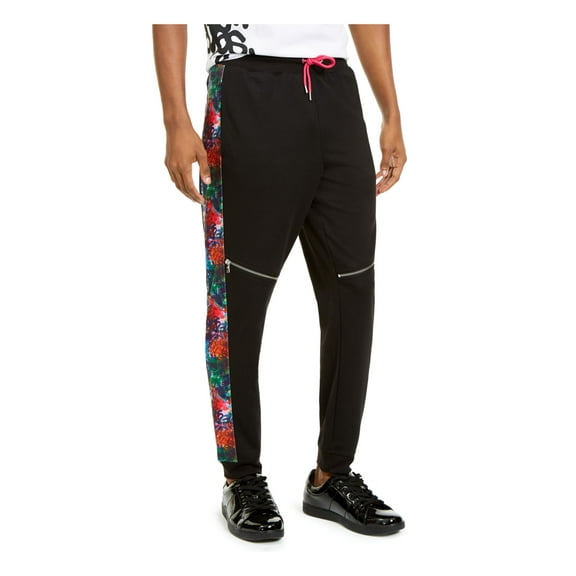 INC Mens Black Patterned Athletic Fit Joggers L