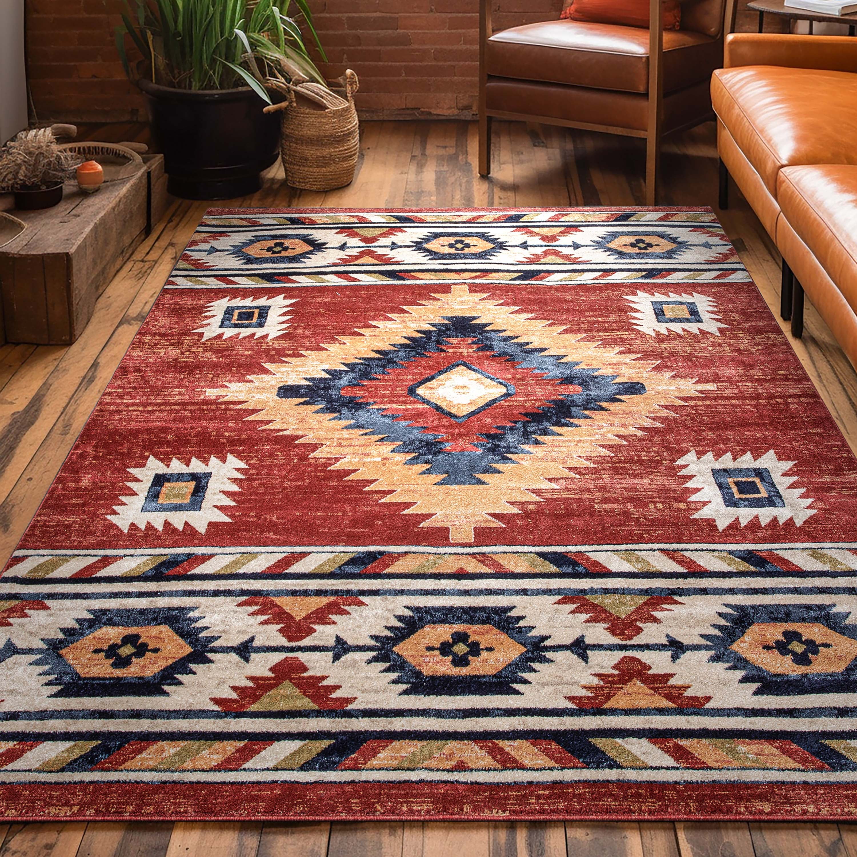 Well Woven Tulsa Lea Traditional Vintage Southwestern Tribal Crimson 3'11" x 5'3" Area Rug