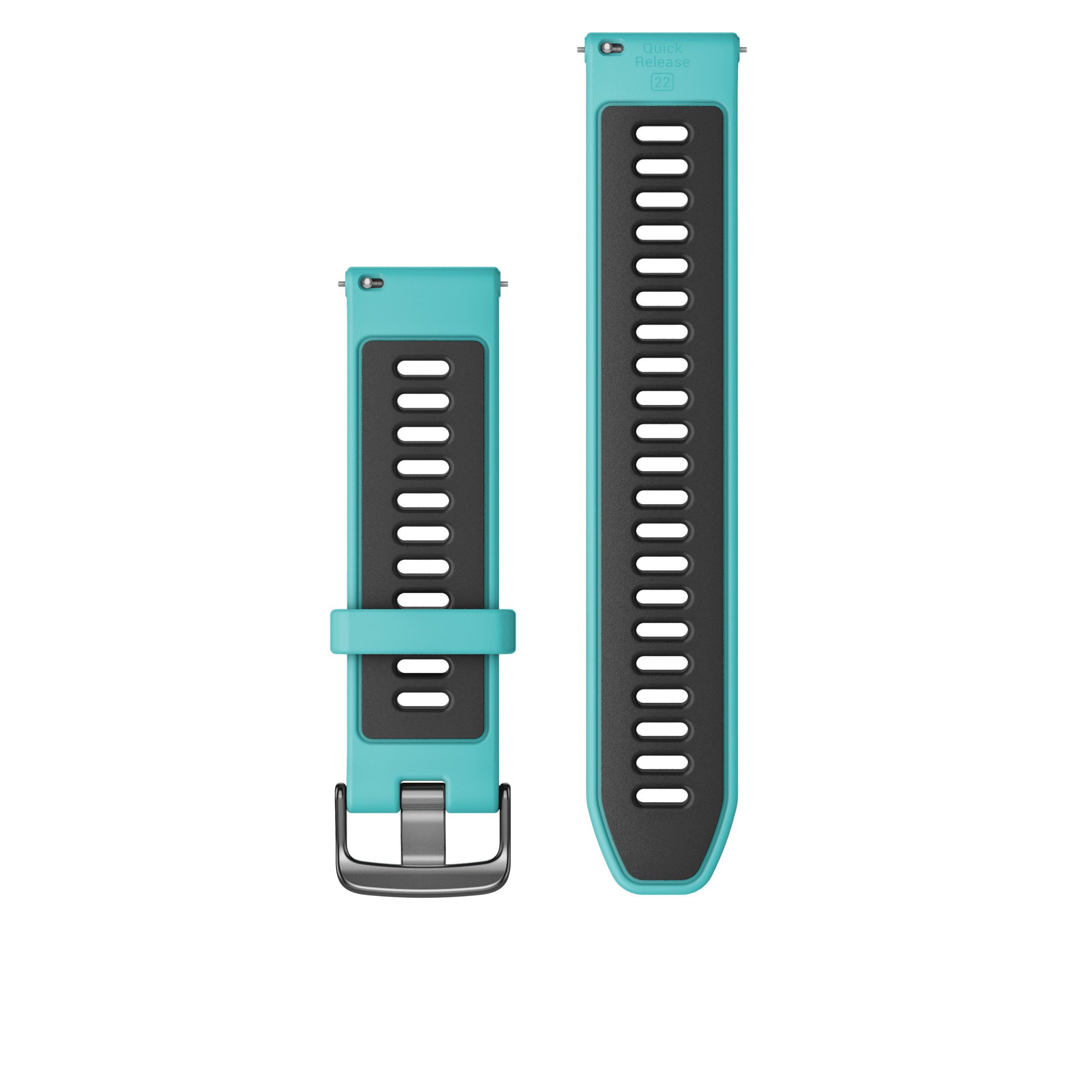 Garmin Quick Release 22mm, Silicone Band - Aqua/Black with Slate Hardware