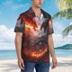 thumbnail image 3 of Balery Fire Sky Dragon Camisas hawaianas de manga corta para hombre, camisas playeras de corte holgado, camisas de vacaciones con botones,Small, 3 of 7