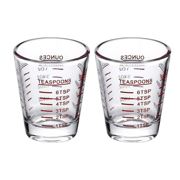 2 Pieces Glasses Measuring Cup Liquid Measuring Cup Transparent for Bar