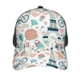 thumbnail image 3 of Lsque Eiffel Tower Printed Trucker Hat - Baseball Cap for Men Women - Breathable Mesh Side, Adjustable Fit - for Casual Wear, 3 of 7
