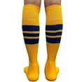 thumbnail image 4 of Couver Unisex Cotton Golden Yellow Stripe Baseball Athletic Knee-High Socks, Blue Small, 4 of 7
