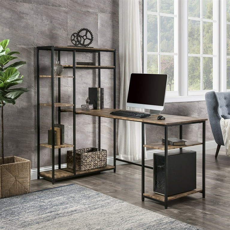 Office Computer Desk With Multiple Storage Shelves