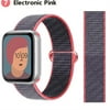 Nylon Sport Loop Bands for Apple Watch Band 44mm 40mm 41mm 45mm 38mm 42mm for Women Men, Stretchy Elastic Braided Replacement Wrist Band for iWatch Series 6 7 5 4 3 2 1 SE -Electronic pink