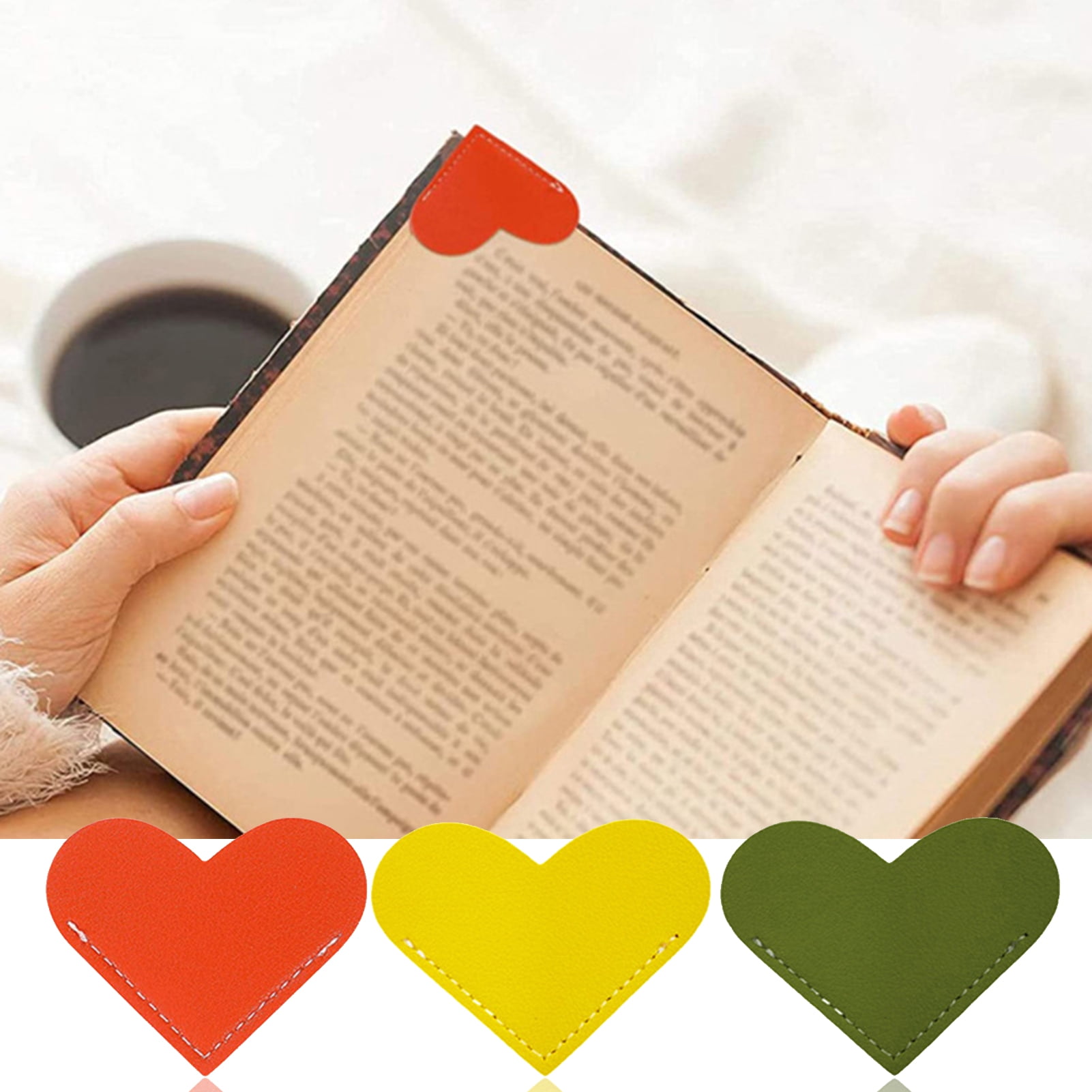 6 Pcs Warm Color Heart Bookmarks – Cute Leather Bookmarks For Books, Gifts For Readers - View #6