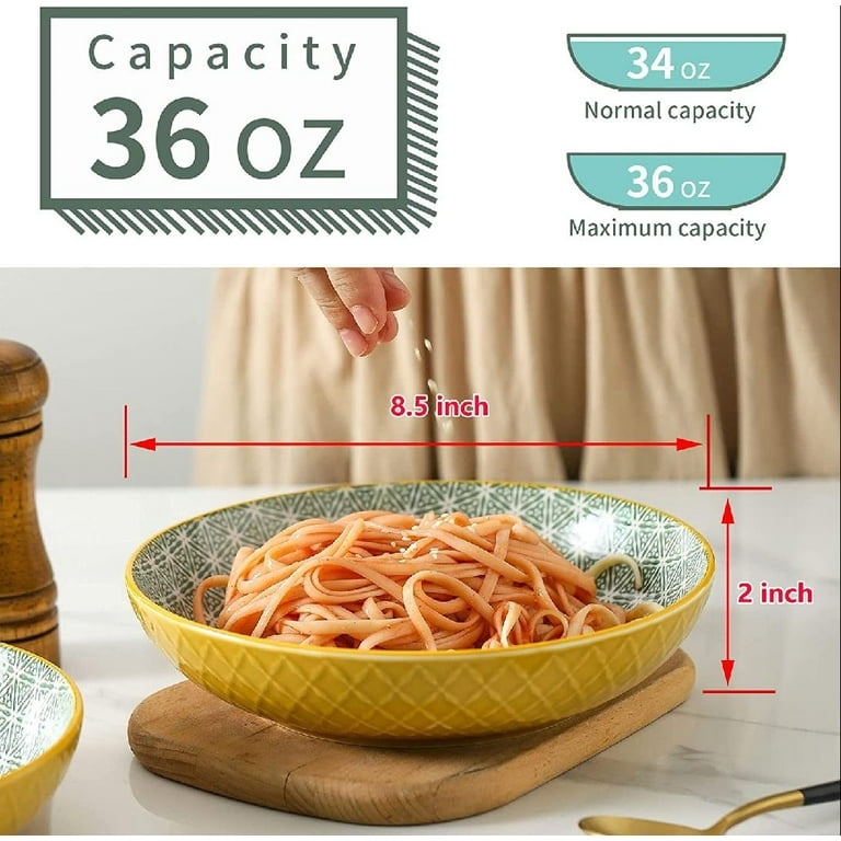 QXXSJ Ceramic 50 Ounce Pasta Bowls Set Of 4, 8.6 Inch Large Salad