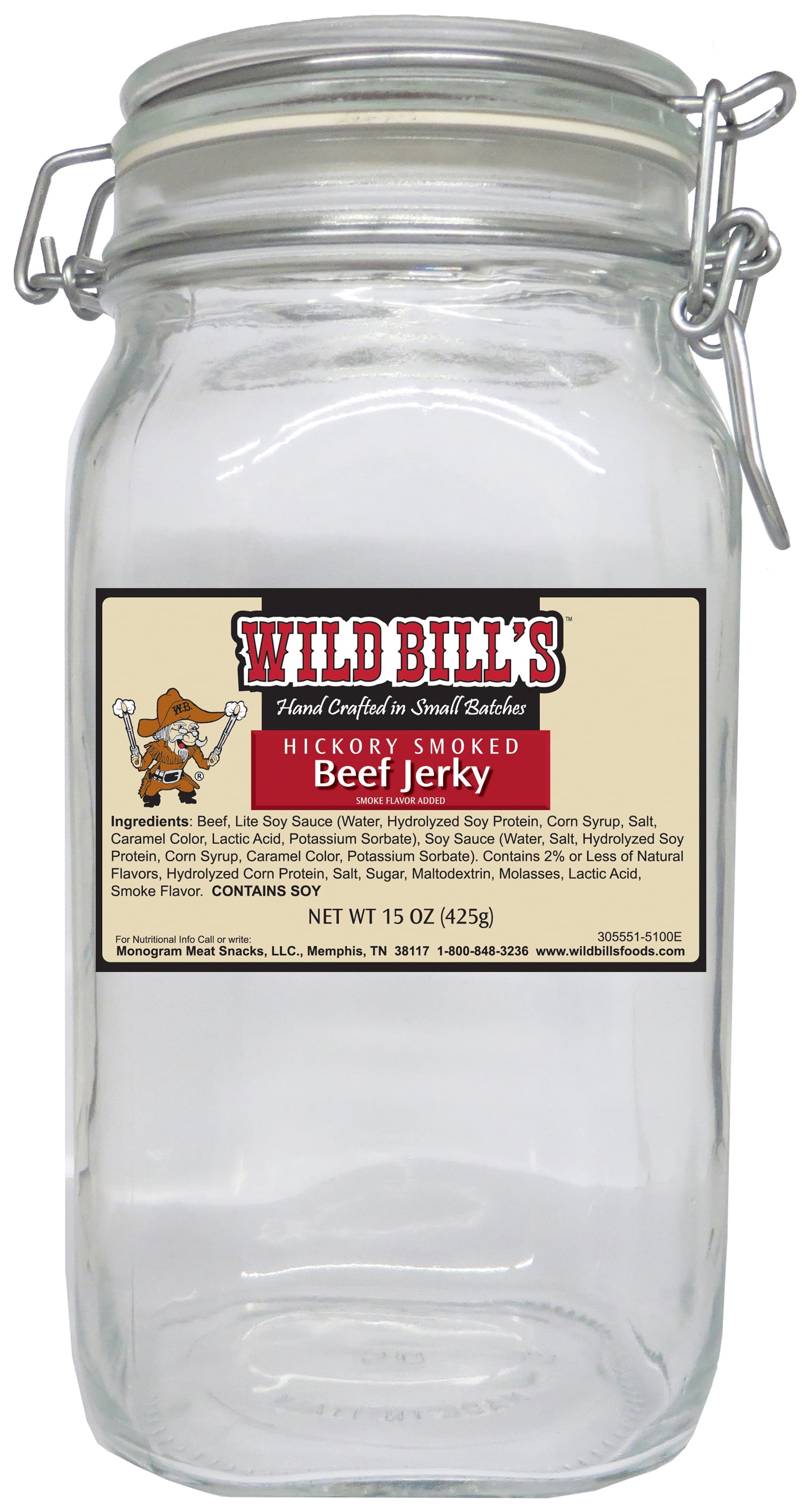 Wild Bill's Original Hickory Smoked Beef Jerky One-Bag Starter Kit (one 15oz bag and 1 jar)