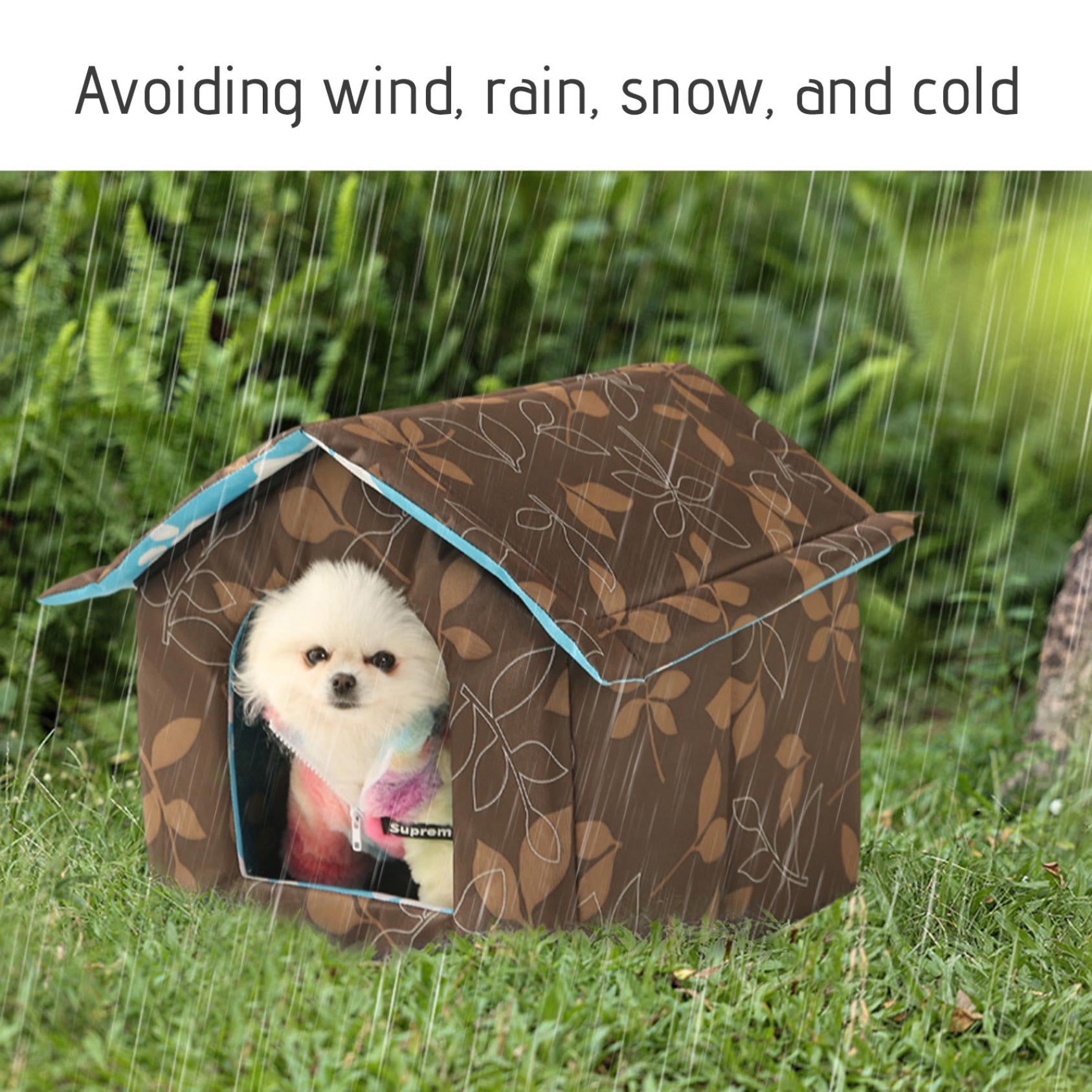Usmixi Clearance Winter Outdoor Pet House Padded House Foldable Stray House Sunscreen Weather-proof Heat Insulated Shelter Enclosure for Cats Dogs Rabbits- Portable Water-proof Tent for Feral