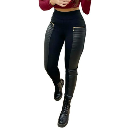 

Contrast Panel Zipper Detail Faux Leather Pants Women Casual Trousers Women Women Casual Trousers Comfortable Sports Pants Contrast Panel Zipper Detail Faux Leather Pants Comfortable M