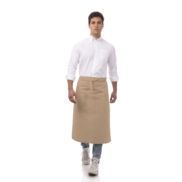 Delantal Unisex Chef Works con Dos Bolsillos Caqui 81x70 cm