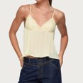 thumbnail image 5 of Women Y2K Polka Dot Pleated Camisole Sheer Mesh Spaghetti Strap Tank Top Lace Trim V Neck Bustier Cami Tops Streetwear, 5 of 6