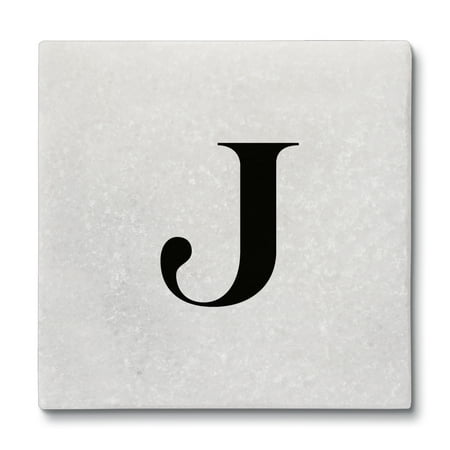 

CounterArt Monogram Letter J 4 Pack Natural Marble Cork Back Stone Coasters