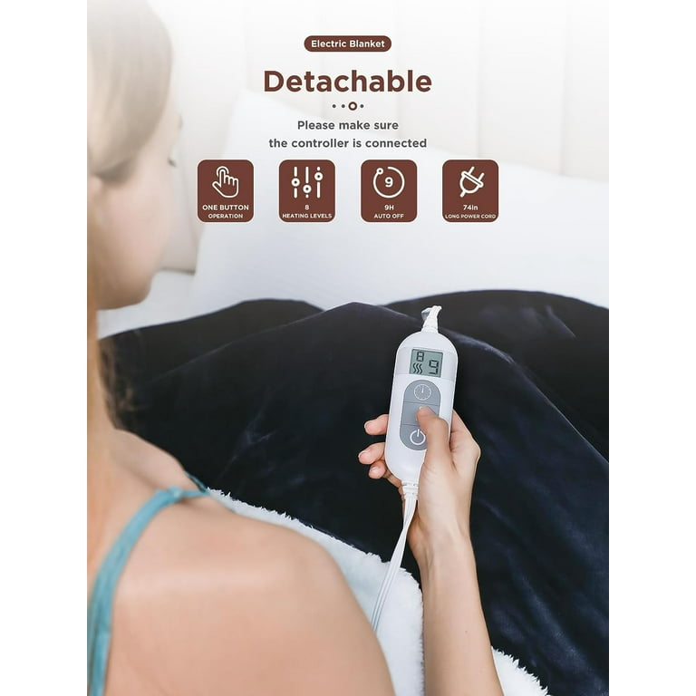 Heated Blanket Soft Flannel Heated Throw Blanket Fast Heating Electric Throw Blanket with 8 Heating Levels 9 Hours Auto Shut Off Overheating Protection Machine Washable Prefer for Home 50 60 Walmart.c...