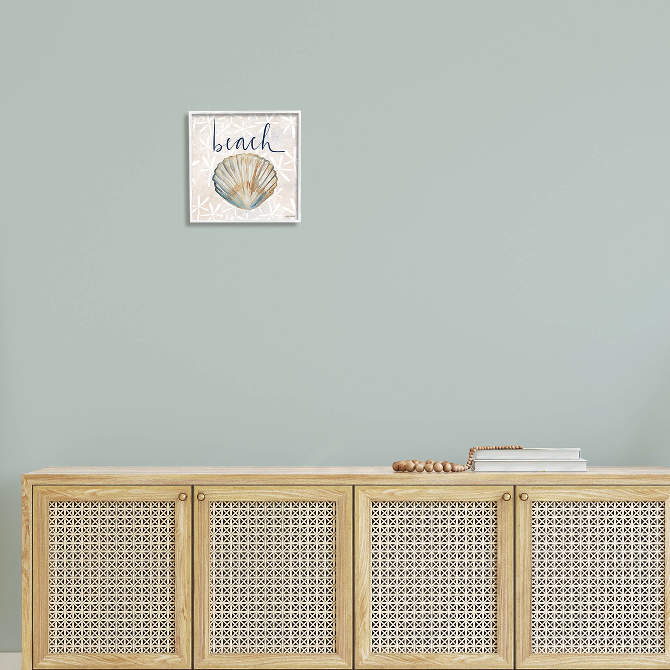 Stupell Industries Beach Seashell Patterned Florals Graphic Art White Framed Art Print Wall Art, Design by Katie Doucette
