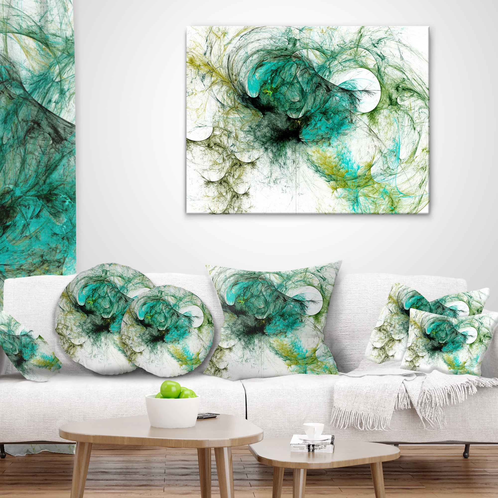 Designart Fractal Digital Paint Pattern - Abstract Throw Pillow - 16x16