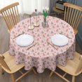 thumbnail image 3 of Pink Christmas Gingerbread Pattern Round Tablecloth 60"x60",Wrinkle Wipeable Table Cloth for Kitchen Dining Room Picnic Patio Party, 3 of 6