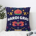 thumbnail image 4 of Pofeuu Happy Mardi Gras Print Double-sided plush pillowcase Square Throw Pillow Covers Pillows Cover for Living Room Bedroom Sofa Couch Cushion Cover（No pillow core）-26"x26", 4 of 7