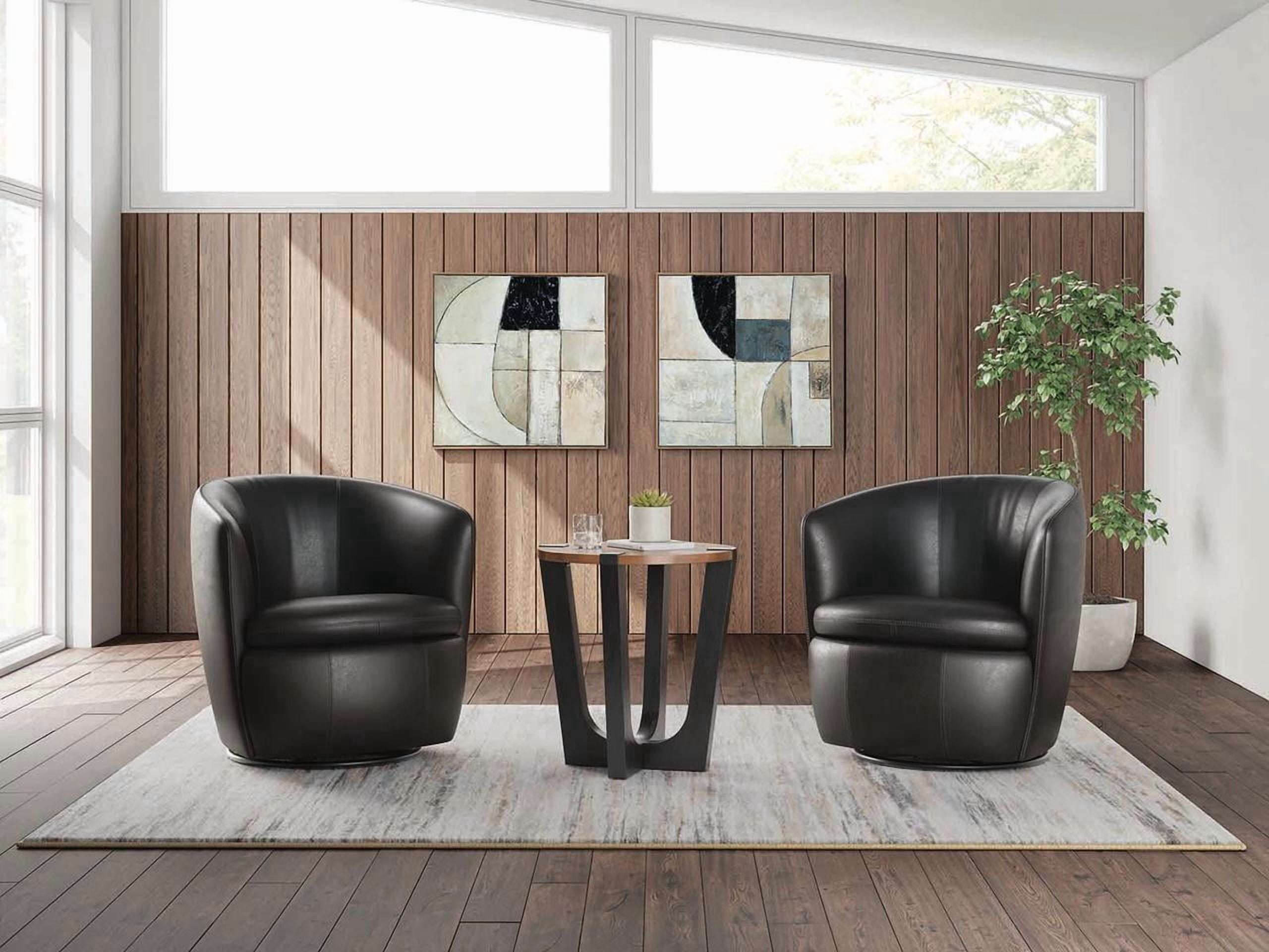 (2 pack) Signature Design by Ashley Kierreys 360 Degree Leather Upholstered Swivel Chair, Midnight