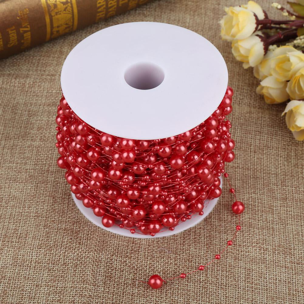 60m/roll Grinding Pearl Wire Beads Garland String DIY Wedding Decoration White 
