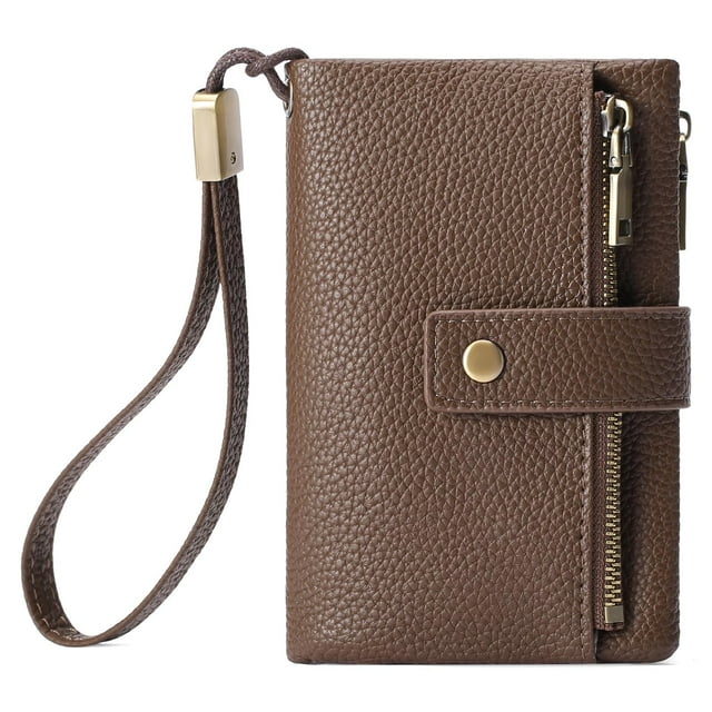 Small Womens Wallet Leather Bifold Card Holder RFID Blocking with Zipper Coin Pocket