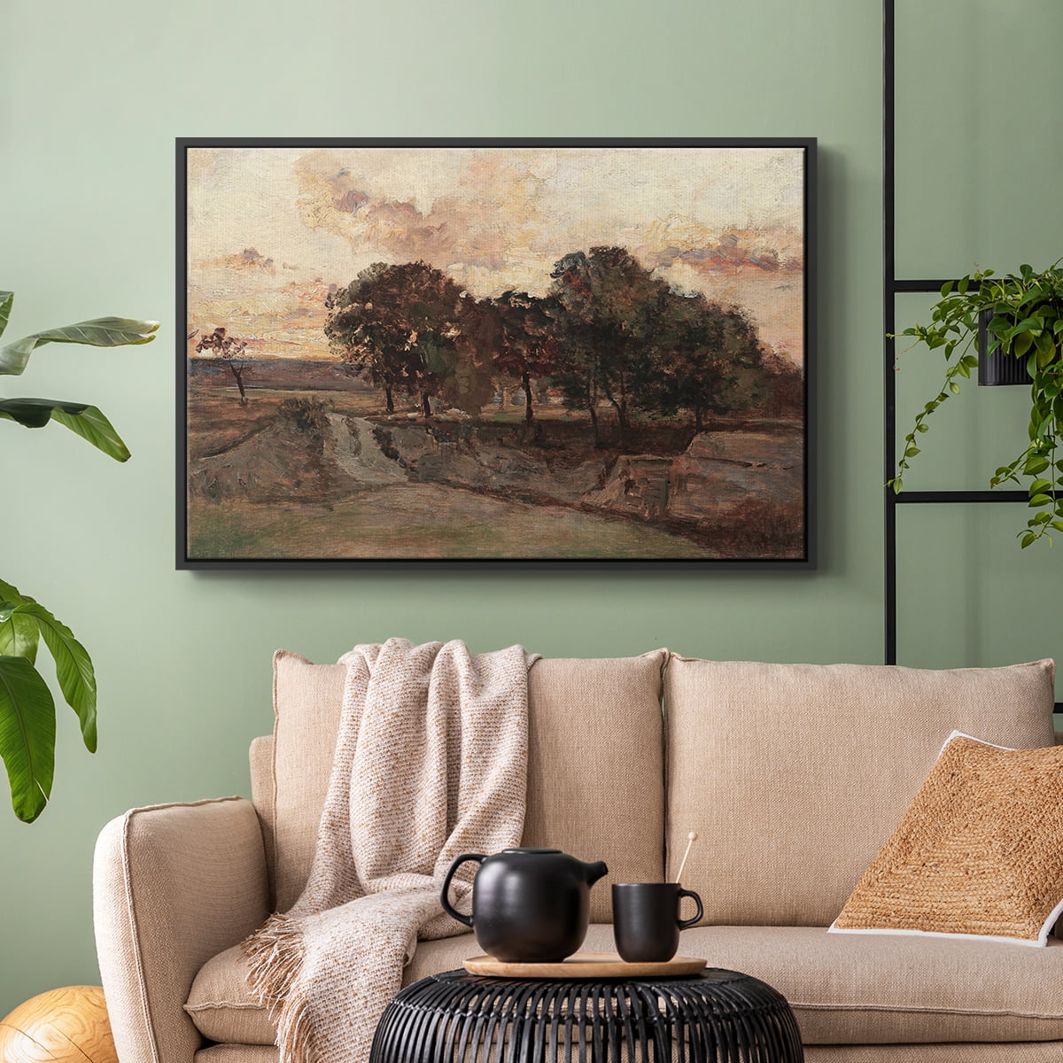 Vintage Landscape-CCXXV By Wexford Home Framed in Black Wood Gallery Wrapped Canvas 27 in. x 41 in.
