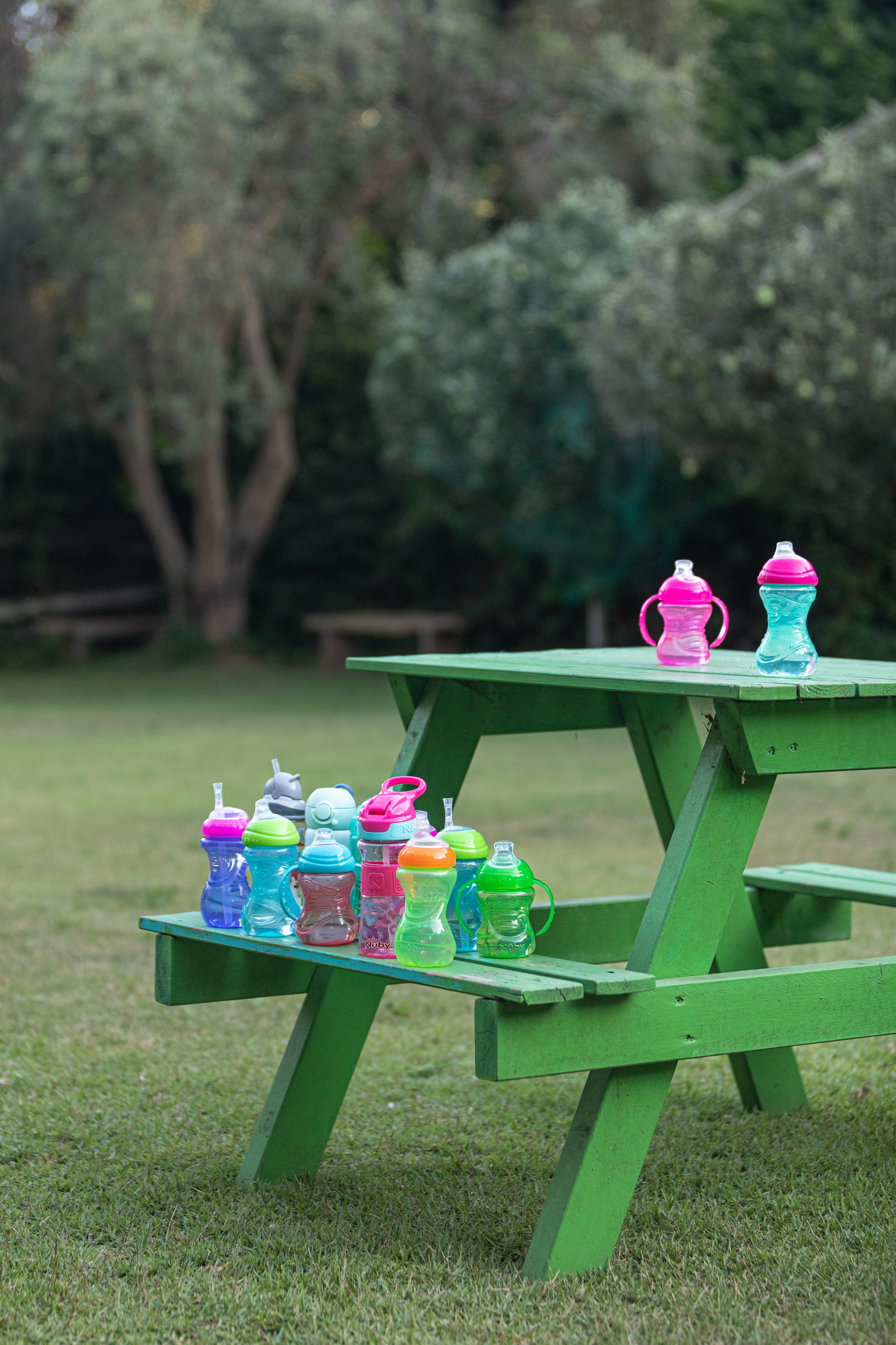 (3 pack) Nuby No-Spill Grip N' Sip Green Soft Spout Sippy Cup, 8 fl oz