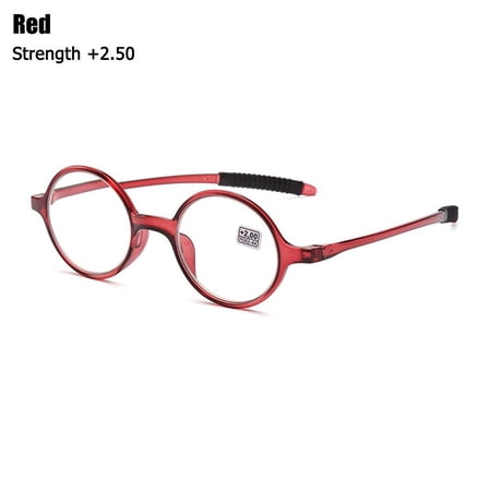 Fashion Round Frame +1.0~+4.0 Vision Care Reading Glasses Far Sight Eyewear Ultralight Presbyopic Eyeglasses RED STRENGTH +2.50