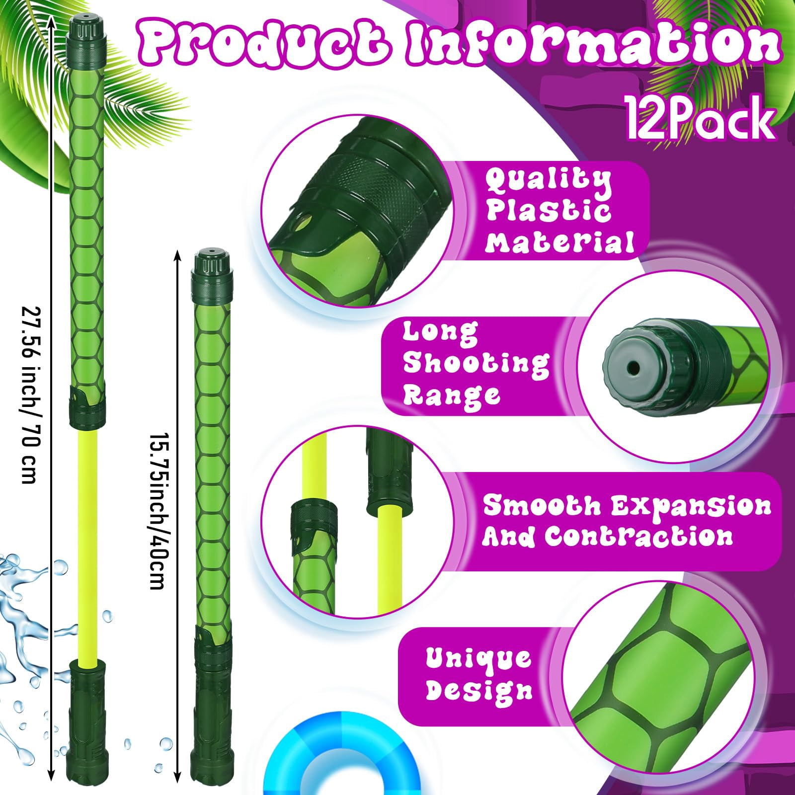 12 Green Turtle Water Blasters Summer Outdoor Pool Backyard Beach Games