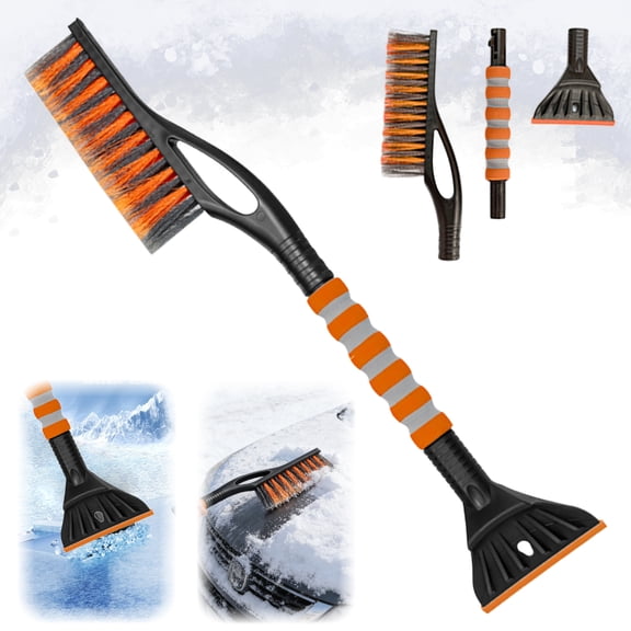 2-in-1 Snow Brush and Ice Scraper Detachable 24 Inch Long Handle EVA Foam Grip Universal 1 Count