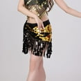 thumbnail image 6 of MOJOGO Women's Belly Dance Yoga Class Skirt Hip Scarf Wrap Skirt Music Festival Clothing with Sparkly Sequins Black Free Size, 6 of 9