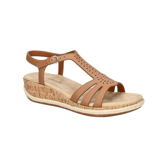 Easy Street Womens Dorinda Faux Leather Comfort Wedge Sandals