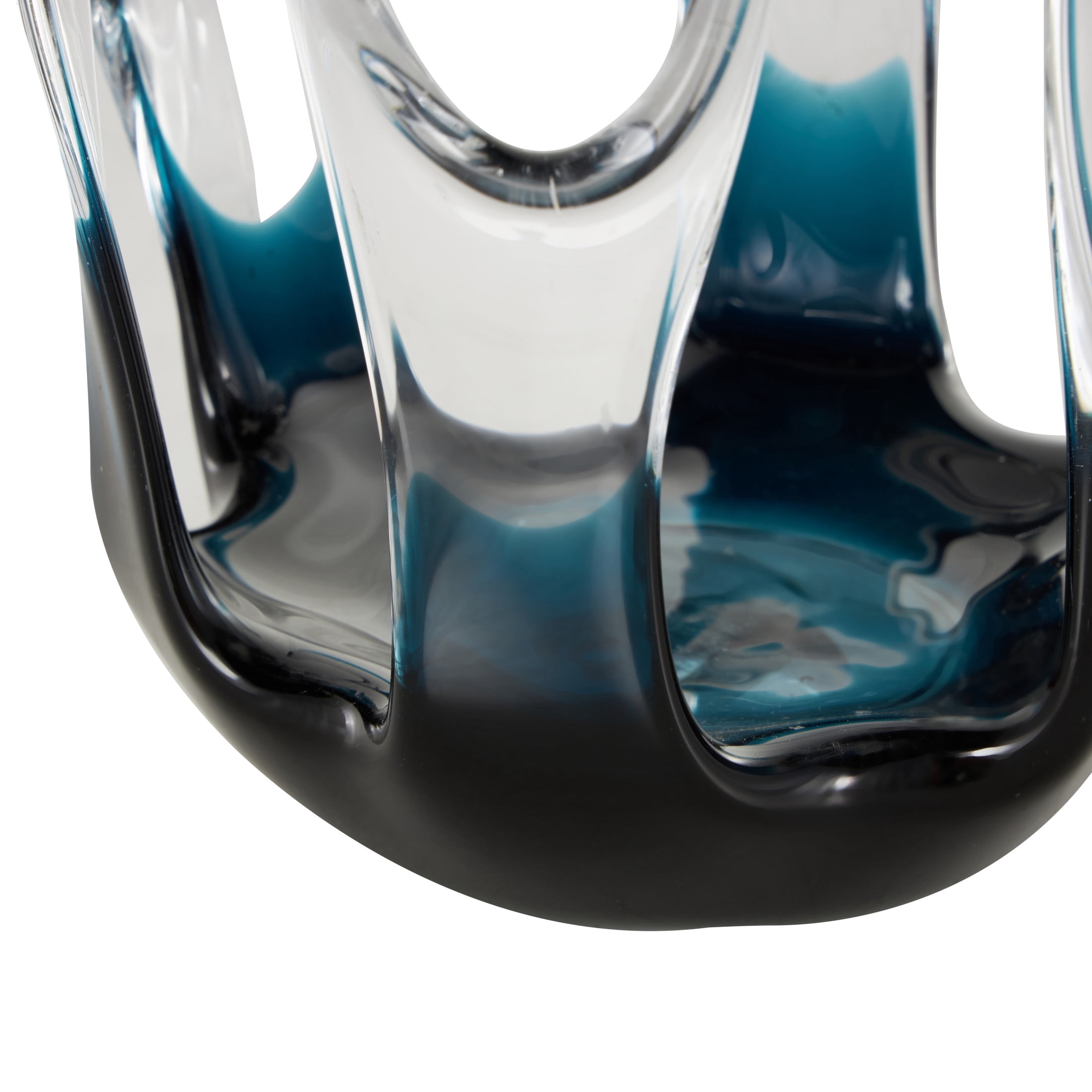 DecMode 10" Abstract Ombre Blue Glass Vase with Wavy Oval Cutouts