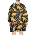 thumbnail image 2 of Wearable Oversized Blanket,Black Toy Like Dinosaurs Pattern Wearable Blanket Hoodie for Adults,Cozy Hooded Blankets with Super Pockets,Super Warm Fuzzy Pullover for Women & Men, 2 of 6