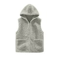 thumbnail image 4 of cocolona Womens Fleece Vest Casual Sleeveless Zip Hooded Jackets Soft Warm Lightweight Vest Fall Winter Outfit, 4 of 6