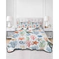 thumbnail image 2 of Full Size Quilt Bedding Set, Summer Ocean Reversible Summer Quilt 3 Pieces, Watercolor Ocean Marine Turtle Coral Starfish Blue Lightweight Bedspreads Coverlets with 2 Pillow Shams for All Seasons, 2 of 5