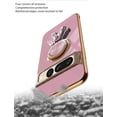 thumbnail image 4 of Compatible with Google Pixel 7 Pro Case Silicone TPU Shockproof Google Pixel 7 Pro Phone Case Plating Astronaut Cute Pattern Cases with Ring (Purple), 4 of 14