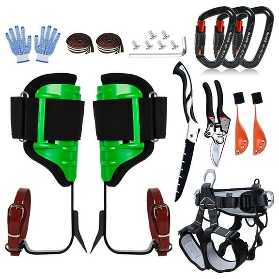 Tree Climbing Gear,Tree Climbing Spikes, Tree Climbing Gear with Adjustable Climbing Straps and Steel Core Flip Line, Rock Climbing Kit with Triple Lock Lanyard Adjuster
