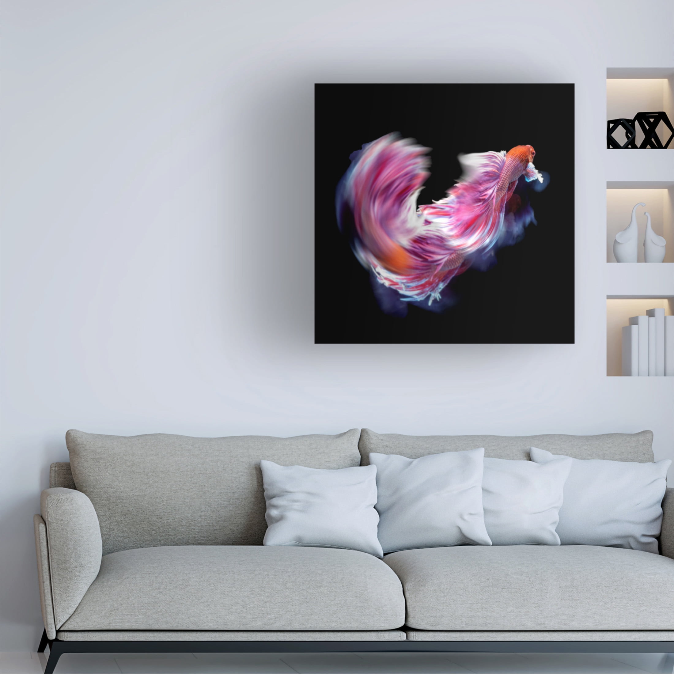 Canvas Wall Art - Antonyus Bunjamin 'Bettafish Dance Motion' Wall Art for Living Room, Bedroom, or Office Décor by Trademark Fine Art - 14 x 14 Inches