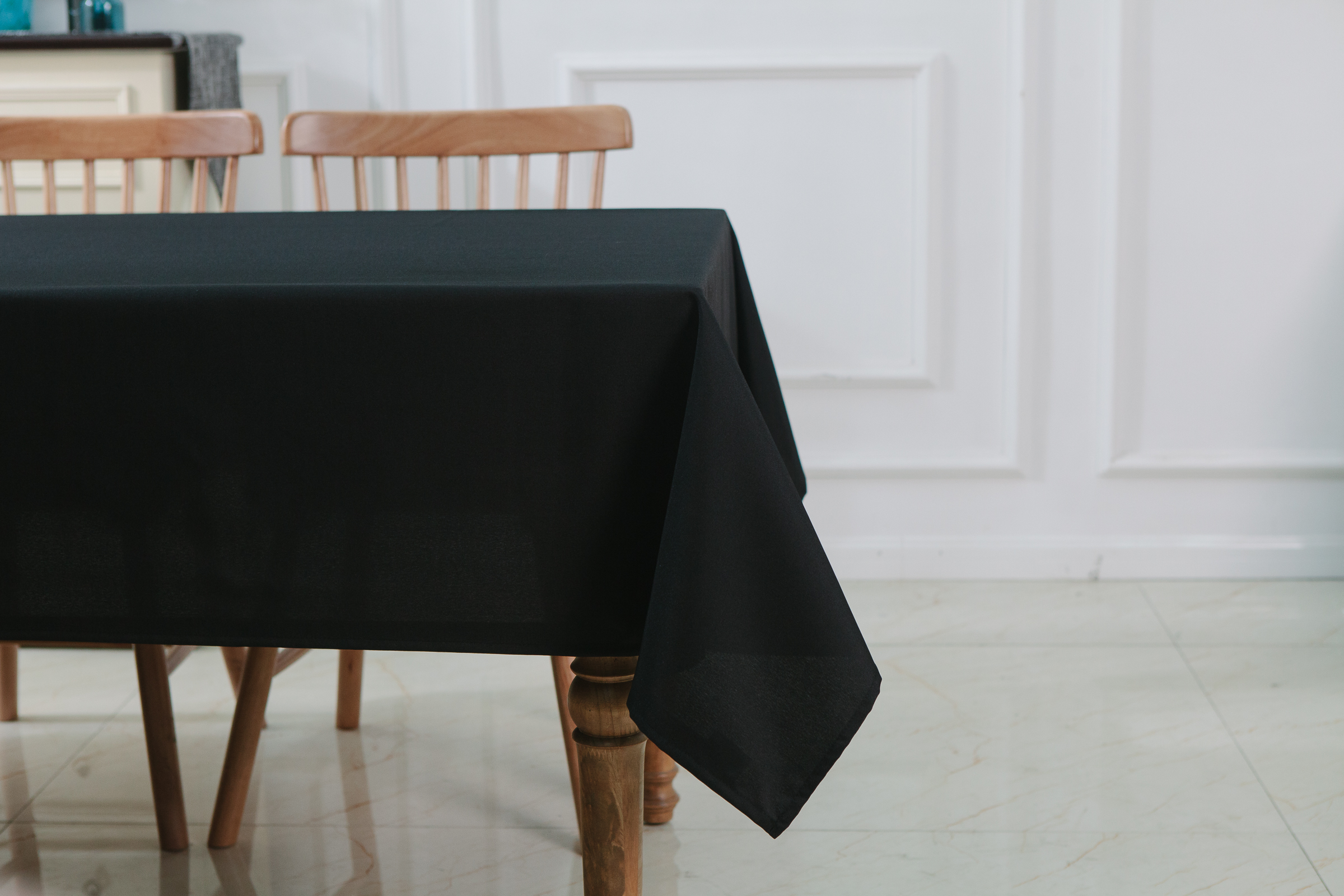 Table Cloth [2 Pack], Heavy Duty Linen Rectangle or Square Tablecloth Black Tablecloth for 6