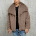 thumbnail image 5 of WRKEKC Faux Fur Jacket Men's Long Sleeve No Hood Solid Color Lapel Warm Winter Casual Outerwear Artificial Fur Coat, 5 of 8