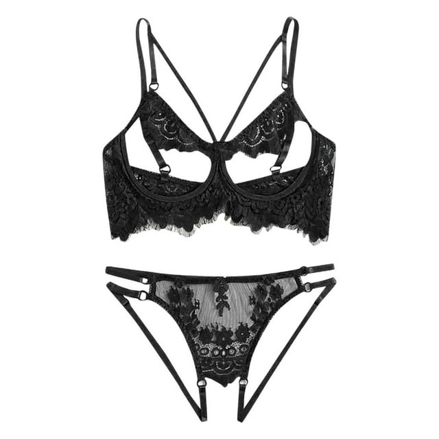 2x Lencería de encaje para mujer, body tipo babydoll con cuello halter para luna de miel y aniversario L